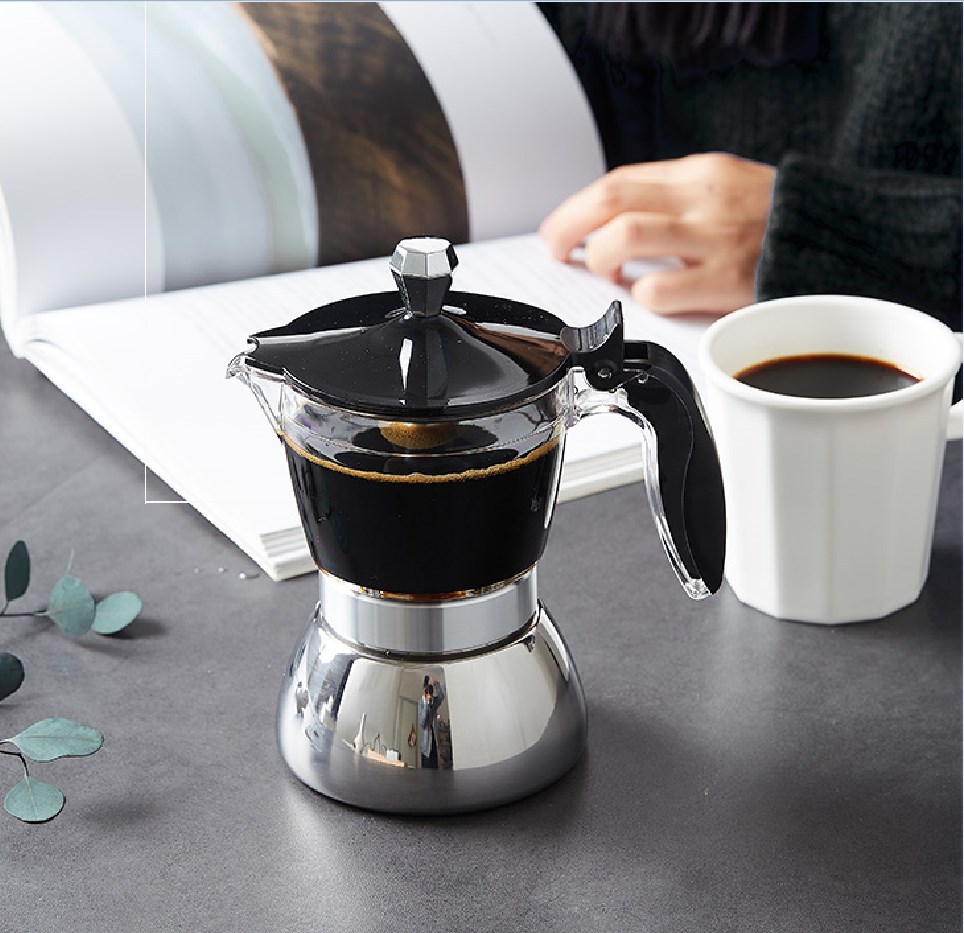 Coffee Equipment Wholesale - Moka Induction Stovetop Espresso Maker Transparent-top