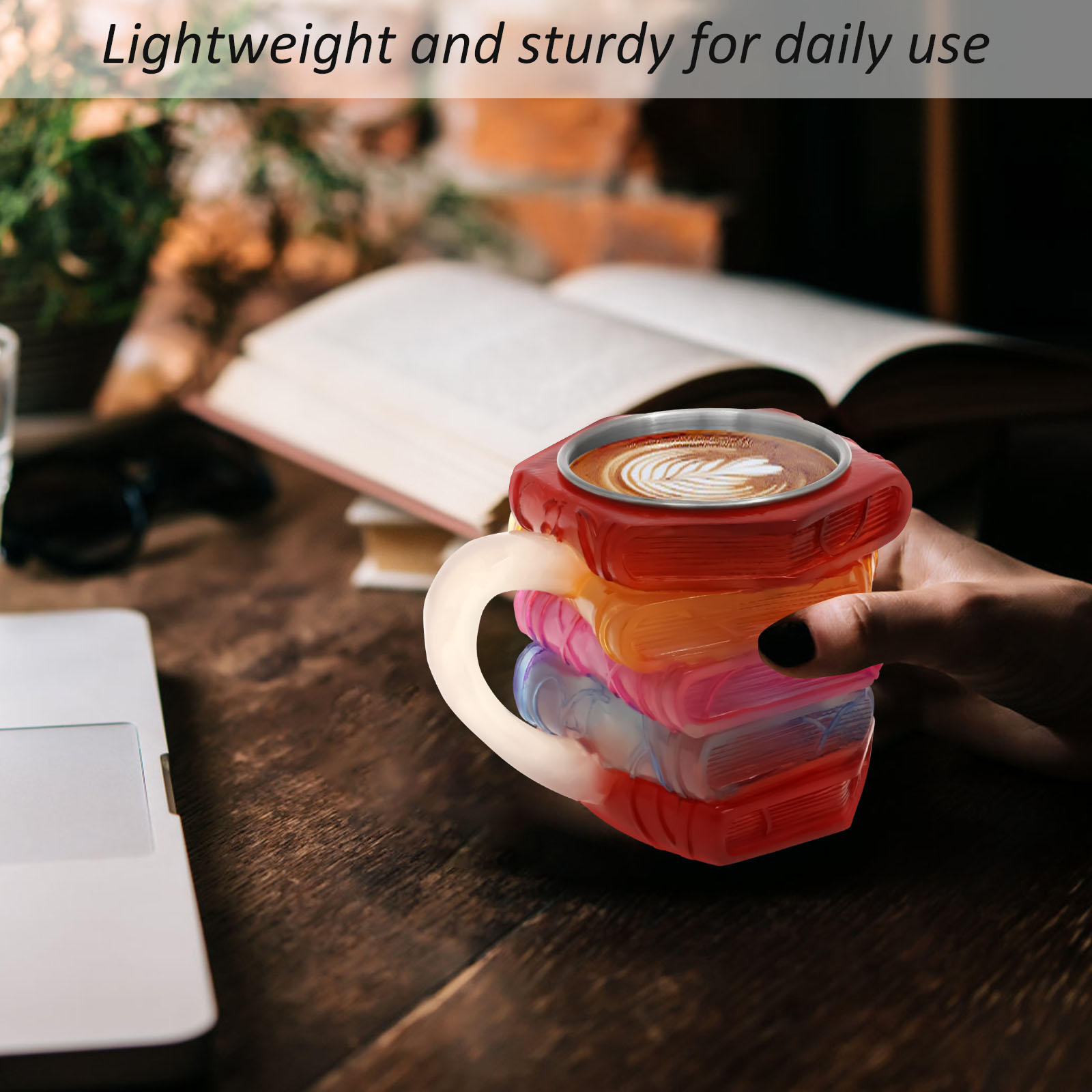 Painted Book Mug 3D Colored Gl - Coffee Equipment Gift 评论和价格